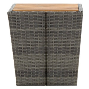 Masă de ceai gri 41,5x41,5x43 cm poliratan lemn masiv acacia - Img 4