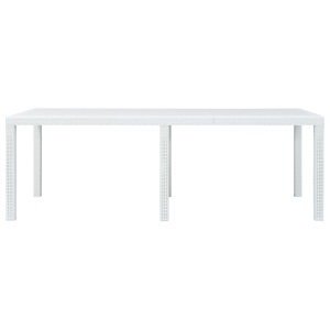 Masă de grădină, albă, 220x90x72 cm, plastic, aspect ratan - Img 3