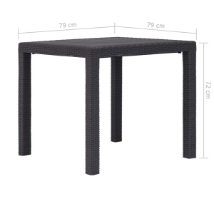Masă de grădină, maro, 79x79x72 cm, plastic, aspect ratan - Img 5