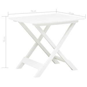 Masă de grădină pliabilă, alb, 79 x 72 x 70 cm, plastic - Img 5