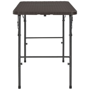 Masă de grădină pliabilă, maro, 120x60x74, HDPE, aspect ratan - Img 3