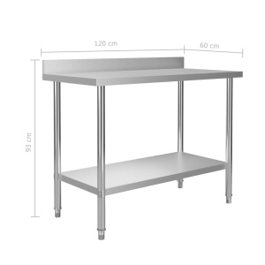 Masă de lucru bucătărie bordură antistropire 120x60x93 cm oțel - Img 6