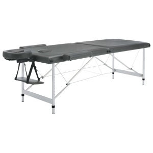 Masă de masaj cu 2 zone, cadru aluminiu, antracit, 186 x 68 cm - Img 3