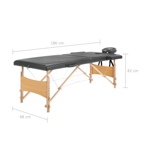 Masă de masaj cu 2 zone, cadru din lemn, antracit, 186 x 68 cm - Img 9