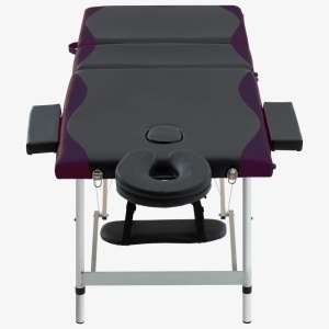 Masă de masaj pliabilă, 3 zone, negru și violet, aluminiu - Img 2
