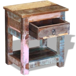 Masă laterală cu un sertar din lemn solid de mango, 43 x 33 x 51 cm - Img 5