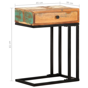 Masă laterală formă U, 45 x 30 x 61 cm, lemn masiv reciclat - Img 12