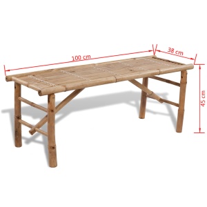 Masă pentru bere cu 2 bănci, 100 cm, bambus - Img 6