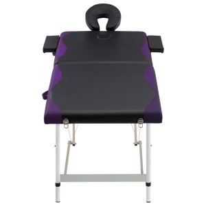 Masă pliabilă de masaj, 2 zone, negru și violet, aluminiu - Img 2