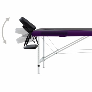 Masă pliabilă de masaj, 2 zone, negru și violet, aluminiu - Img 4