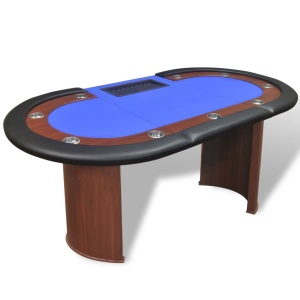 Masă Poker 10 persoane, zonă dealer și suport jetoane, albastru - Img 4