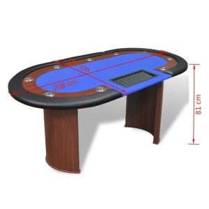 Masă Poker 10 persoane, zonă dealer și suport jetoane, albastru - Img 9