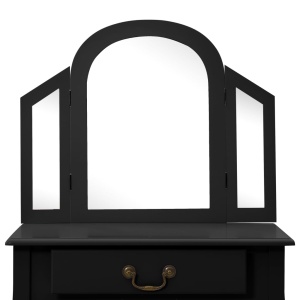 Masă toaletă cu taburet negru 65x36x128 cm lemn paulownia MDF - Img 6