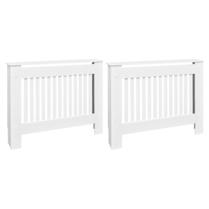 Mască de calorifer, 2 buc., alb, 112 cm, MDF - Img 2