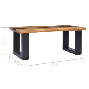 Măsuță de cafea, 100x50x40 cm, lemn masiv de tec și polirășină - Img 7