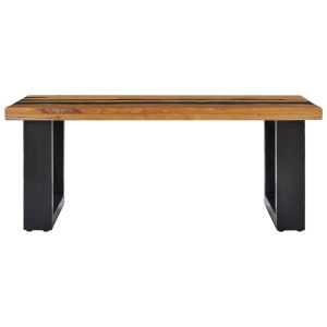 Măsuță de cafea 100x50x40cm lemn masiv de tec și piatră de lavă - Img 3