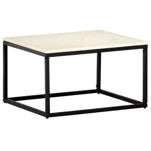Măsuță de cafea alb 60x60x35 cm piatră naturală aspect marmură