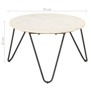 Măsuță de cafea alb 65x65x42 cm piatră naturală aspect marmură - Img 4