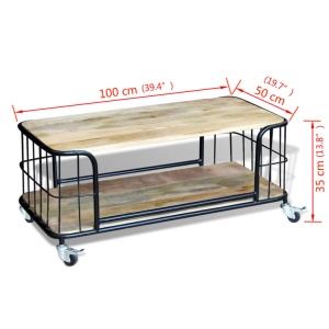 Măsuță de cafea din lemn solid de mango 100x50x35 cm - Img 9