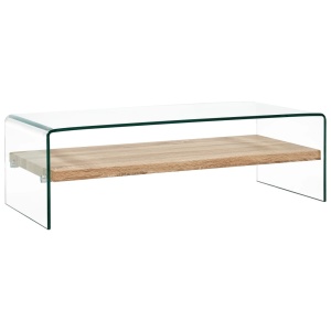 Măsuță de cafea, transparent, 98x45x31 cm, sticlă securizată