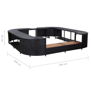 Mobilier de jacuzzi, negru, 268 x 268 x 55 cm, poliratan - Img 5