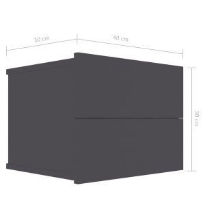 Noptiere, 2 buc., gri, 40 x 30 x 30 cm, PAL - Img 7