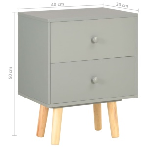 Noptiere, 2 buc., gri, 40 x 30 x 50 cm, lemn masiv de pin - Img 9