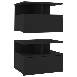Noptiere suspendate, 2 buc., negru, 40 x 31 x 27 cm, PAL - Img 2