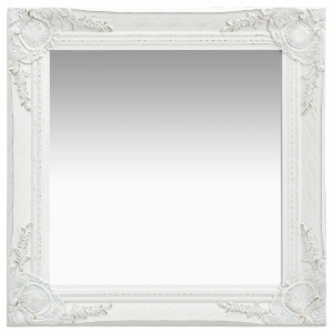 Oglindă de perete in stil baroc, alb, 50 x 50 cm