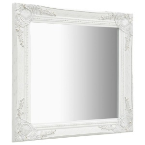 Oglindă de perete in stil baroc, alb, 60 x 60 cm - Img 2