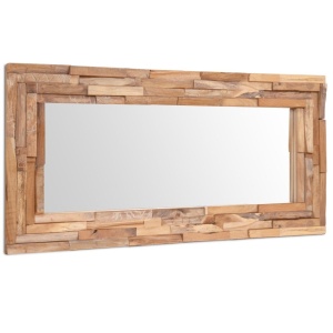 Oglindă decorativă din lemn de tec, 120 x 60 cm, dreptunghiular - Img 3
