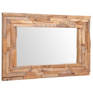 Oglindă decorativă din lemn de tec, 90 x 60 cm, dreptunghiular - Img 8