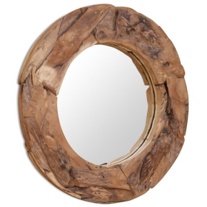 Oglindă decorativă Lemn de tec 80 cm Rotundă - Img 3