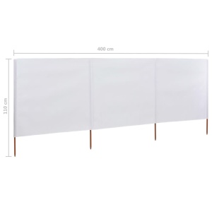 Paravan anti-vânt cu 3 panouri, alb nisipiu, 400x80 cm, textil - Img 5