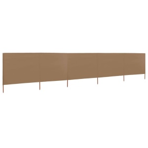 Paravan anti-vânt cu 5 panouri, gri taupe, 600 x 80 cm, textil - Img 2