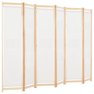 Paravan cameră, 6 panouri, crem, 240x170 x4 cm, material textil - Img 3
