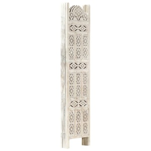 Paravan cameră sculptat manual 4 panouri alb 160x165 cm mango - Img 2