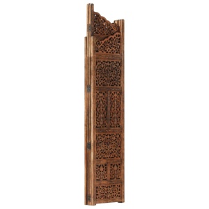 Paravan cameră sculptat manual 4 panouri maro 160x165 cm mango - Img 2