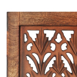 Paravan cameră sculptat manual 5 panouri maro 200x165 cm mango - Img 4