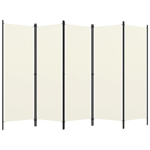 Paravan de cameră cu 5 panouri, alb crem, 250 x 180 cm - Img 2