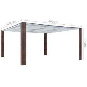 Pavilion cu acoperiș, maro și crem, 400x400x200 cm, poliratan - Img 4