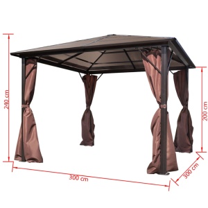Pavilion cu perdea, maro, aluminiu, 300 x 300 cm - Img 5