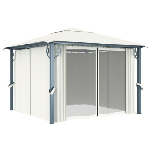 Pavilion cu perdele, crem, 300 x 300 cm, aluminiu - Img 2