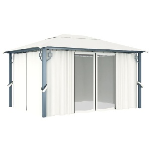 Pavilion cu perdele, crem, 400 x 300 cm, aluminiu - Img 2