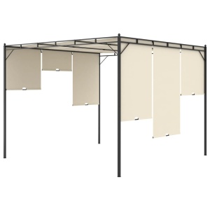 Pavilion de grădină cu perdea laterală, crem, 3x3x2,25 m - Img 5