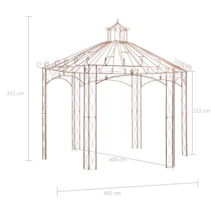 Pavilion de grădină, maro antichizat, 4 m, fier - Img 5