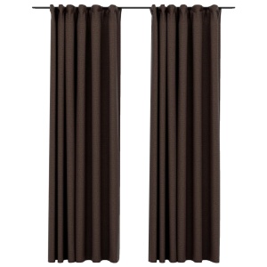 Perdele opace aspect pânză cârlige 2 buc. gri taupe 140x225 cm - Img 2