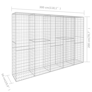 Perete gabion cu capace, 300 x 50 x 200 cm, oțel galvanizat - Img 5