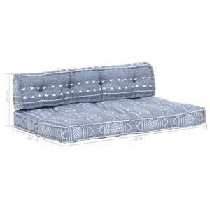 Pernă pentru canapea din paleți, indigo, textil, petice - Img 6
