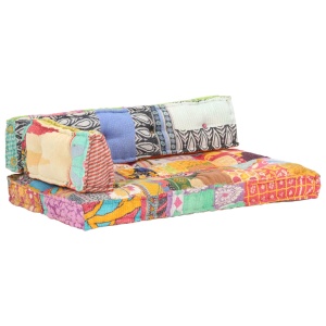 Pernă pentru canapea din paleți, multicolor, textil, petice - Img 9